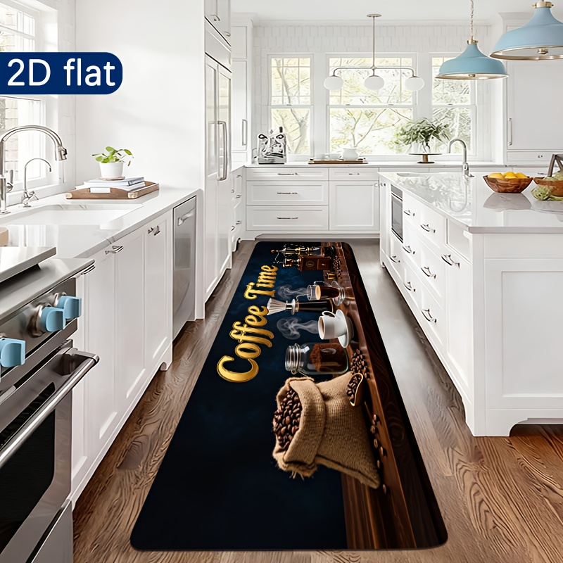 Commercial Kitchen Mats Anti Fatigue - Coffee Time Keukenloper Vintage Koffieboon Koffiekop