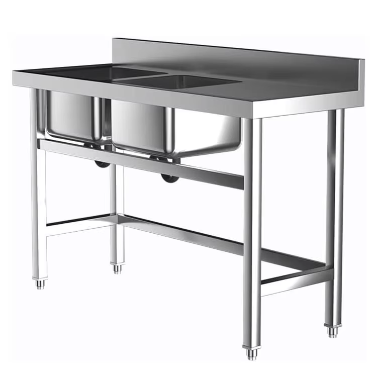 Commercial Kitchen Sink - Commerciële hotelkeukenapparatuur dubbele spoelbak van roestvrij