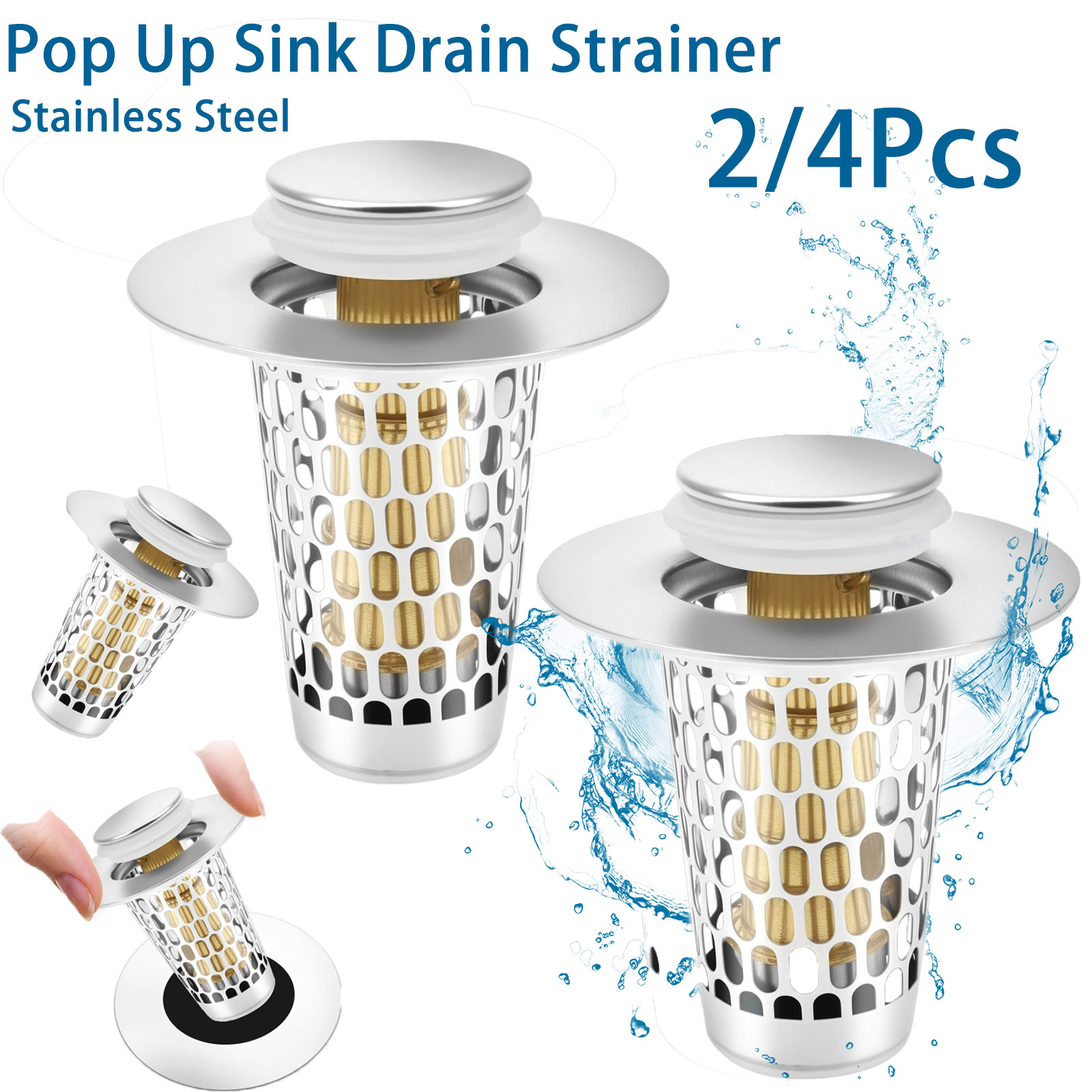 Commercial Kitchen Sink - 2/4Pc Pop Up Gootsteen Zeef Rvs