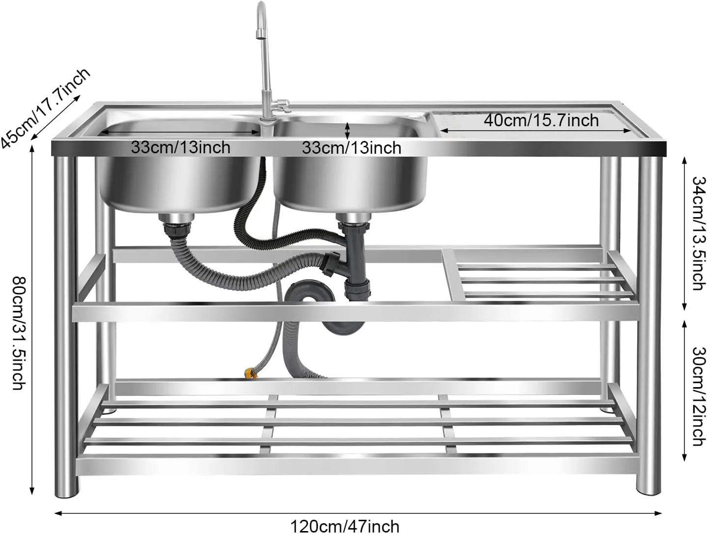 3-laags vrijstaande roestvrijs - Commercial Kitchen Sink recensie en prijs