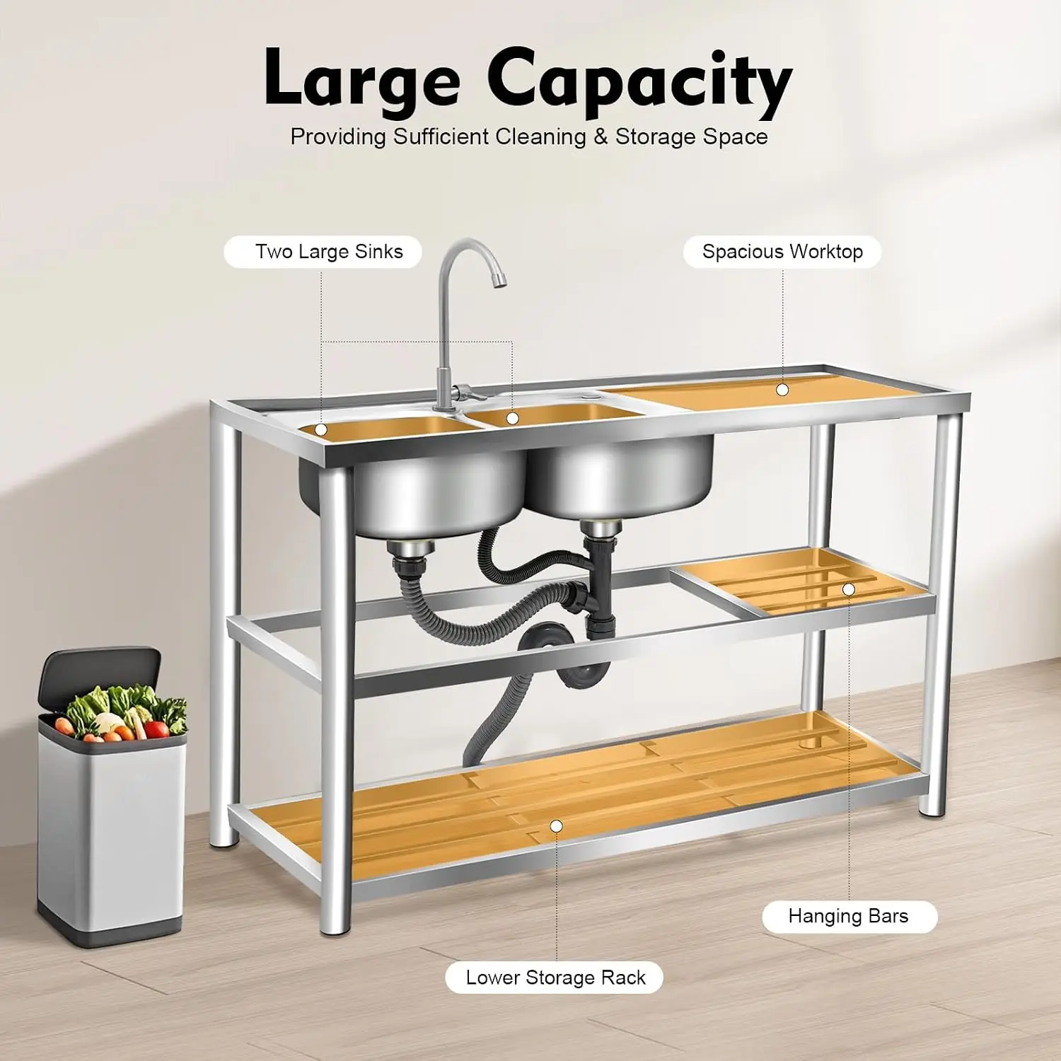 3-laags vrijstaande roestvrijs - Commercial Kitchen Sink recensie en prijs