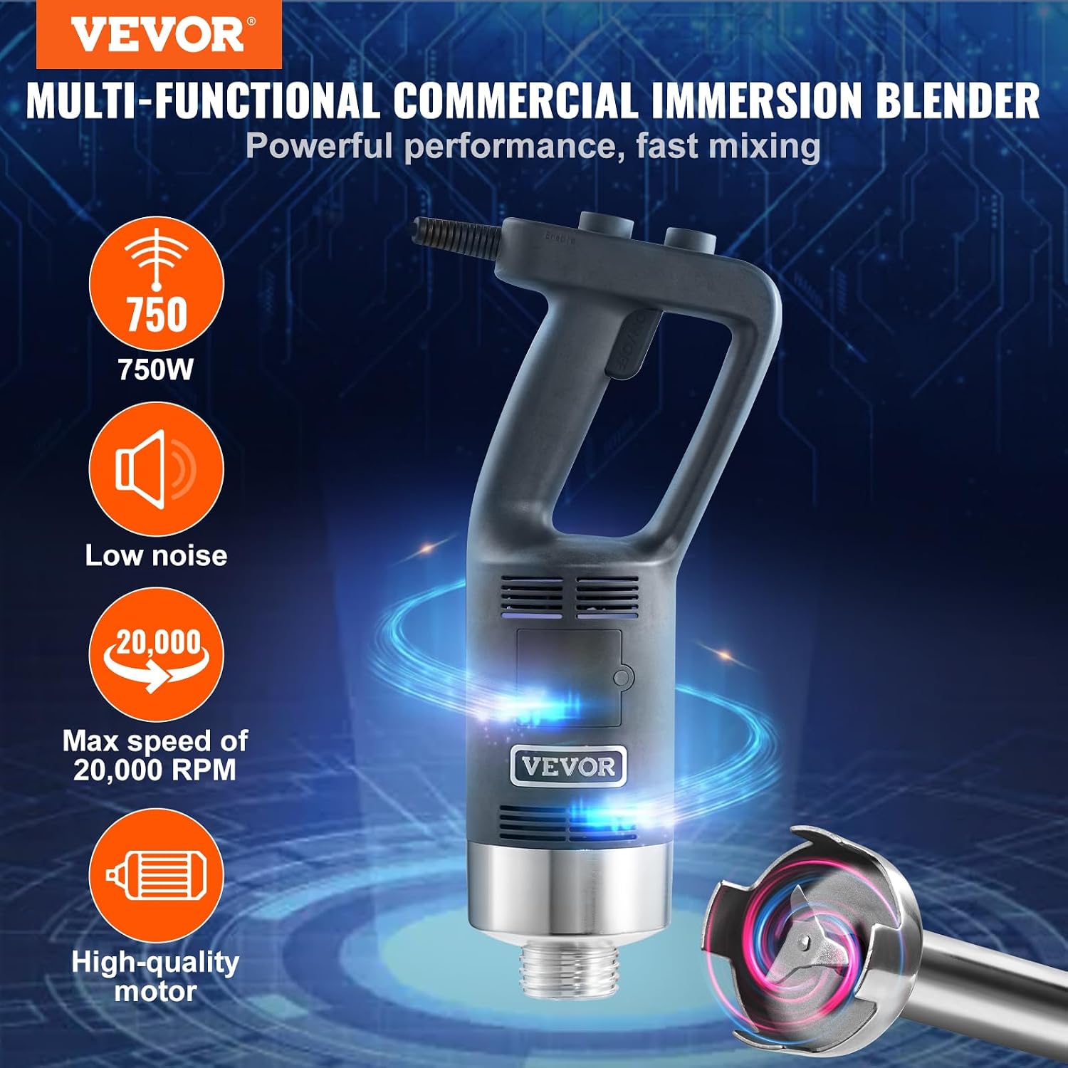 Commerciële staafmixer, 750W 1 - Commercial Blender Heavy Duty recensie en prijs